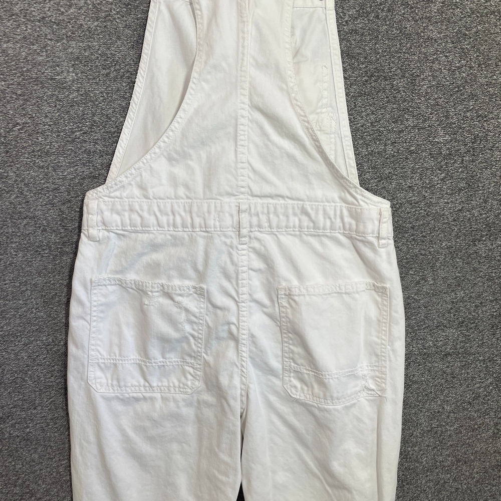 Zara Overalls Womens XS White Distressed Bib Overalls Basic Z1975 Denim Cotton - Picture 7 of 11